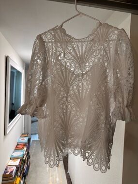Flying Tomato White Eyelet Lace Blouse